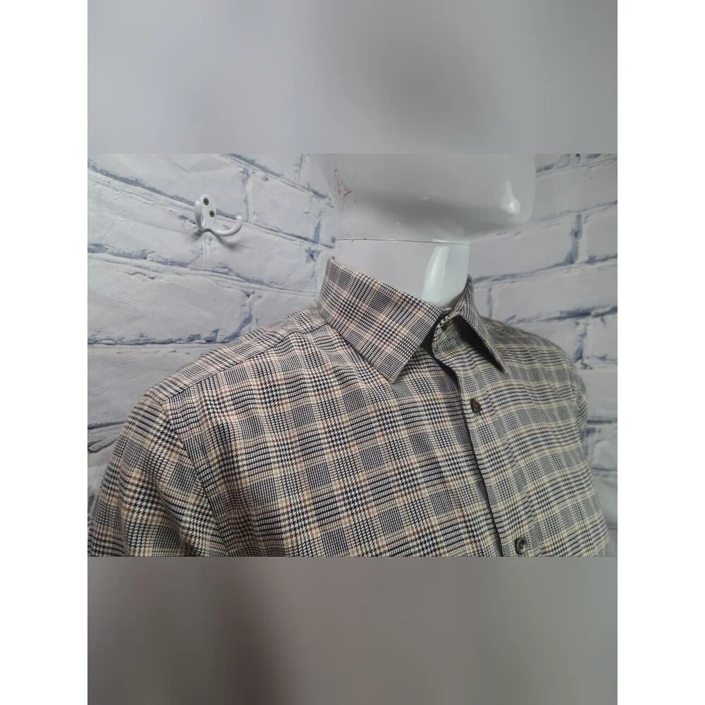 NEW Banana Republic Button Down Shirt Check Houndstooth Tailored Slim Fit Medium